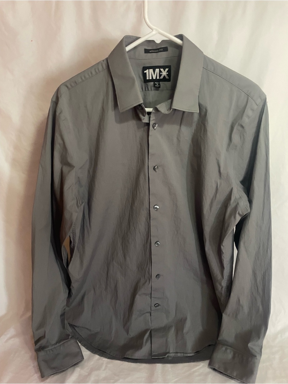 Express Men's Gray Long-Sleeve Dress Shirt